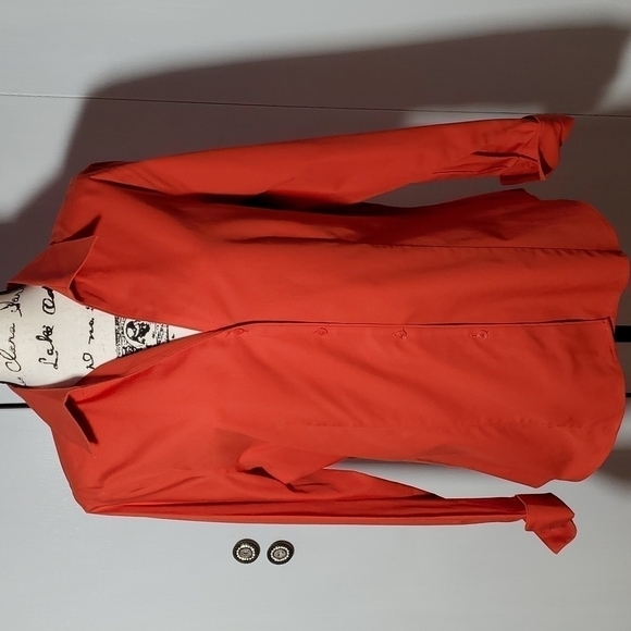 Jones New York- Womens Salmon/Orange Vneck Button Blouse Office Sz.16 - Picture 1 of 6